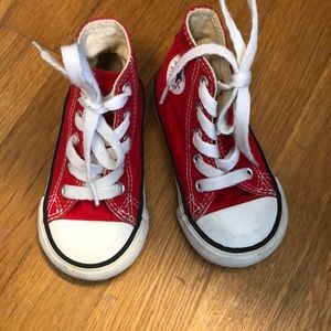 Red converse high tops, size 5 toddler/little kid